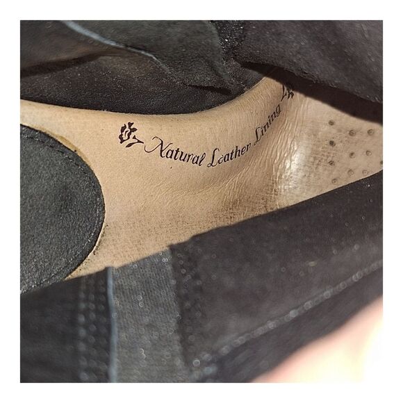 Sofft Leather Whipstitched Peep-Toe Booties Maleigha Black Suede 9.5 Comfort - Picture 14 of 15